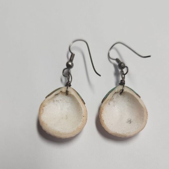 Turquoise and White Shell Earrings - Picture 4 of 5